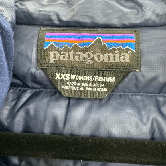 Patagonia Women's Down Sweater Hoody Down jacket Navy Blue Size XXS NWOT - Picture 12 of 13